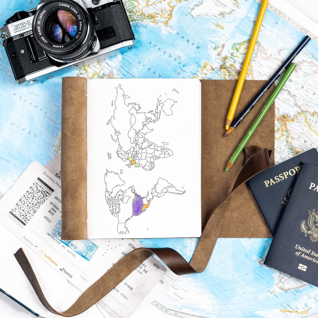World Map Journal Travel Sketchbook, Gifts for Travelers, Travel Gift ...
