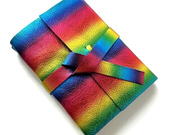 Metallic Regenbogen Leder Journal Skizzenbuch, Manifestation Journal, Traum Journal Tarot Journal, Geschenke für Mädchen im Teenageralter, Angst Journal