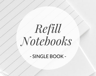 Individual Refill Notebooks for Refillable Leather Journals, 24 pages of 120 gsm paper, Lined or Unlined Notebook Inserts