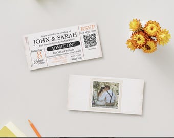 Ticket Wedding Invitation Template: Concert or Festival Theme (DIY Printable DL Size)