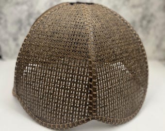 Vintage 1970s Rattan Lampshade, Bohemian Large 16" Wicker Dome Shade