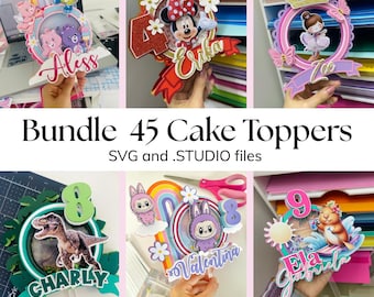 Bundel taarttopper 45 SVG-bestanden, .STUDIO taarttoppers, Bolo Toppers