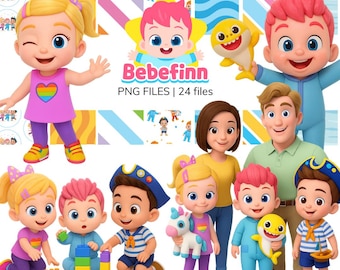 Clipart Bebefinn 30 tekens transparante achtergrond | Hoge kwaliteit