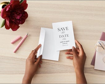Modern and Minimalistic Save The Date Template, Editable on Canva