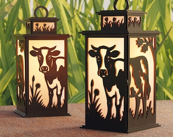 Cow Lantern – Laser Cut File | Cow SVG | Farm Animal Lantern Decor | Wooden Cow Candle Holder | Digital Download | 3mm Laser Cutting