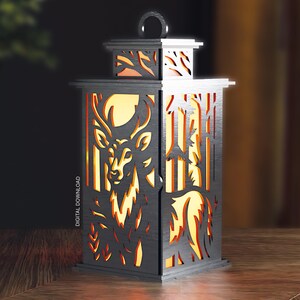 Stag Lantern – Laser Cut File | Deer SVG Lantern | Woodland Animal Lantern | Digital Download | 3mm Laser Cutting | Rustic Forest Decor
