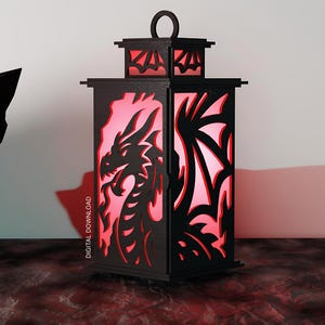 Dragon Lantern – Laser Cut File | Fantasy Dragon SVG | Mythical Creature Lantern | Digital Download | 3mm Laser Cutting | Gothic Decor