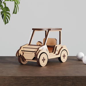 Golf Cart Pen Holder – Laser Cut File | Golf Desk Decor SVG | Moving Wheels | Digital Download | 3mm Laser Cutting File | Perfect Golf Gift