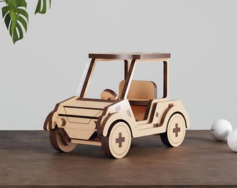 Golf Cart Pen Holder – Laser Cut File | Golf Desk Decor SVG | Moving Wheels | Digital Download | 3mm Laser Cutting File | Perfect Golf Gift