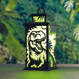 T-Rex Lantern – Dinosaur Laser Cut File | T-Rex SVG | Kids Room Decor | Glowforge & xTool Ready | Digital Download | 3mm Laser File