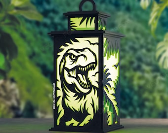 T-Rex Lantern – Dinosaur Laser Cut File | T-Rex SVG | Kids Room Decor | Glowforge & xTool Ready | Digital Download | 3mm Laser File