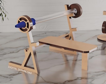 Gym Bench Press Pen Holder – Laser Cut File | Barbell Pen Rack SVG | Fitness Desk Organizer | Digital Download | Gym Gift for Him / Her