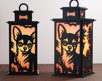 Chihuahua Lantern – Laser Cut File | Dog SVG Lantern | Pet Memorial Light | Digital Download | 3mm Laser Cutting | Chihuahua Decor