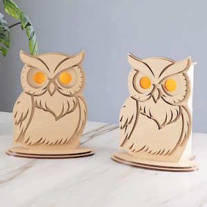 Owl Lantern – Laser Cut File | Owl SVG Tea Light Holder | Glowforge & xTool Ready | 3mm Wood Decor | Digital Download