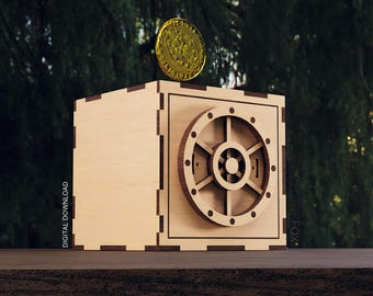 Vault Piggy Bank – Laser Cut File | Coin Bank SVG | Safe Box Money Box | Digital Download | 3mm Laser Cutting File | Bank Box Laser Cut