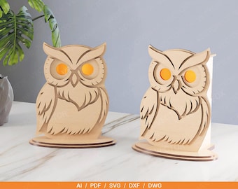 Owl Lantern – Laser Cut File | Owl SVG Tea Light Holder | Glowforge & xTool Ready | 3mm Wood Decor | Digital Download