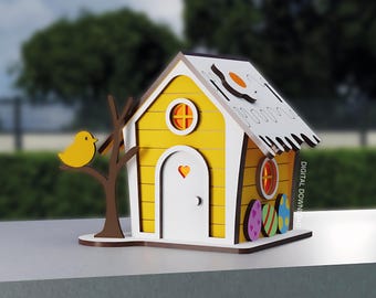 Easter Chick House Lantern – Laser Cut File | Spring Decor SVG | LED Tea Light Holder | Digital Download | 3mm Laser Cutting File
