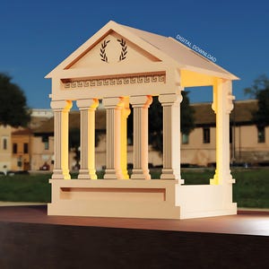 Portacandele da tè per tempio greco - File tagliato al laser / Architettura antica SVG / Espositore per candele per tempio romano / Compatibile con Glowforge e xTool