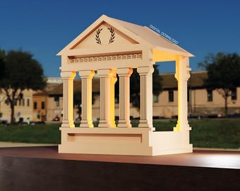 スワロフスキークリスタル ギリシャ神殿の置物 - ゴールドアクセント