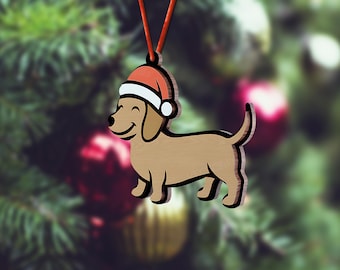 Dackel-Anhänger – Laser Cut Datei | Weihnachten Dackel SVG | Hund Baumkugel | Digitaler Download | 3 mm Laserschnitt | Festliches Haustier Dekor