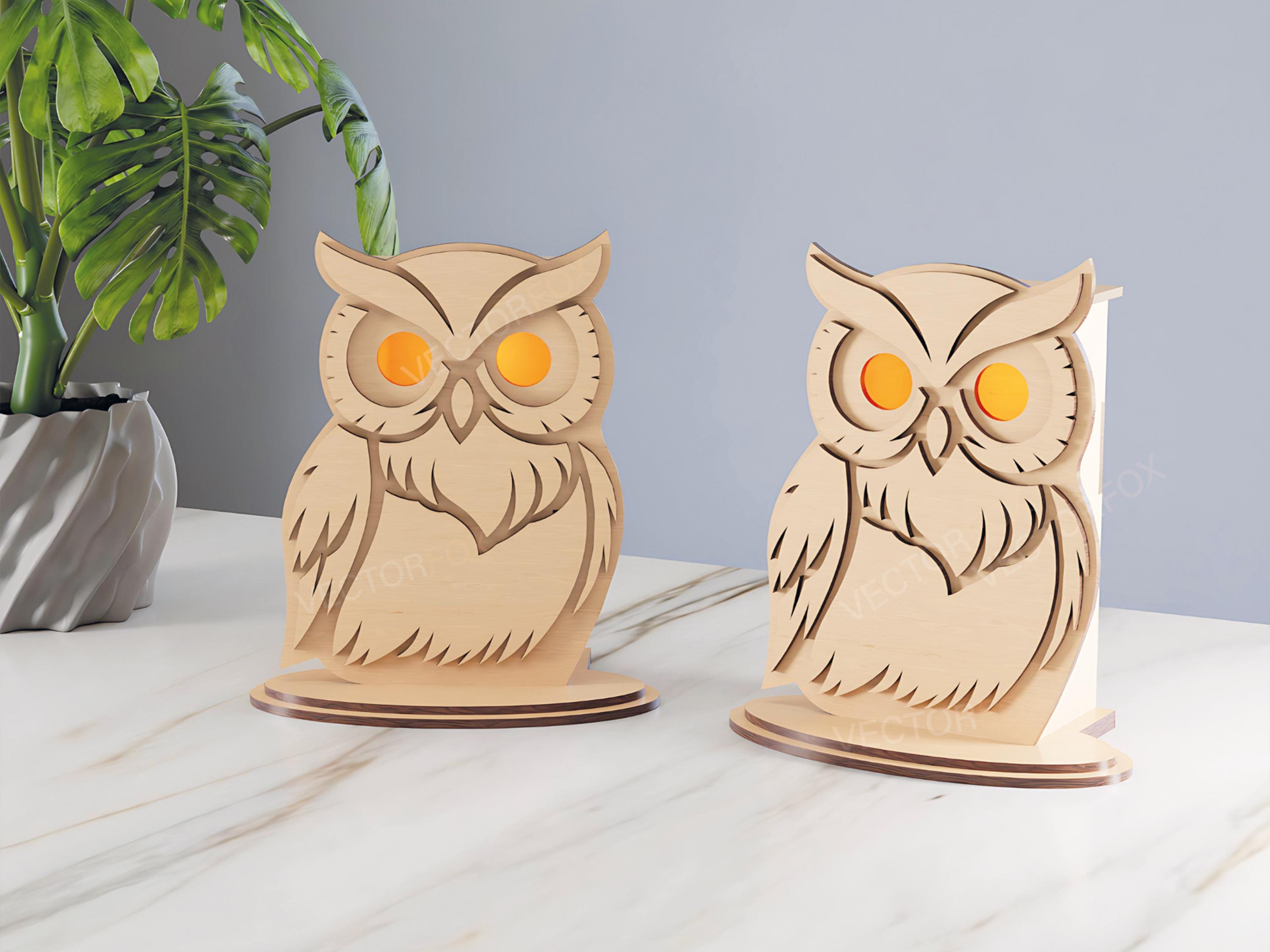 Owl Lantern – Laser Cut File | Owl SVG Tea Light Holder | Glowforge & xTool Ready | 3mm Wo