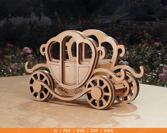 Princess Carriage Box – Laser Cut File | Wooden Carriage SVG | Small Storage Box | Digital Download | 3mm Laser Cutting | Fairy Tale Gift