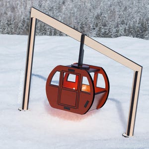 Ski Lift Gondola Tea Light Holder – Laser Cut File | Winter Decor SVG | Gondola Lantern | Digital Download | 3mm Laser Cutting | Ski Gift