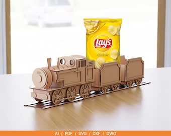 Train Snack Holder SVG | Laser Cut Train Snack Tray File | Wooden Snack Train | Party Snack Tray Laser File | Train Digital Download 3mm