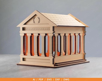 Greek Temple Tea Light Holder Laser Cut File | Ancient Architecture SVG | Roman Temple Candle | XTool & Glowforge 3mm Digital Download