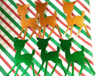 Foil Deer Die Cuts, Green & Copper Cardstock, 20 Piece