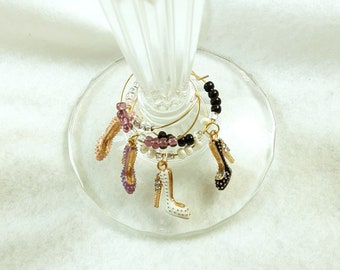 Stiletto High Heel Wine Markers: White, Black, Pink, Purple (8ct)