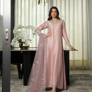 Embroidered Lama Silk Wedding Salwar Suit | Party & Wedding Wear Ethnic Outfit | Pakistani Indian Designer Formal Dress