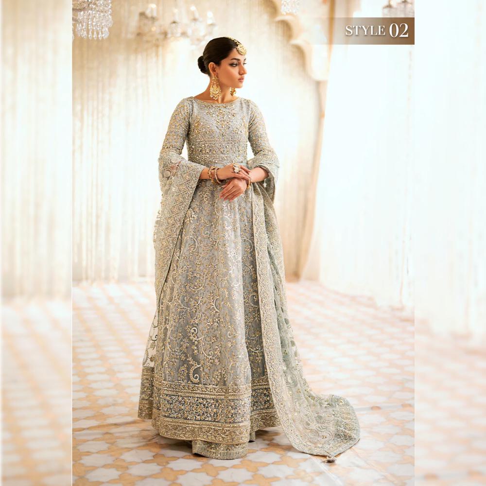 Lehenga Choli Da Sposa Pakistana In Chinon Silk Bordeaux Con Giacca Ricamata Taglia XL