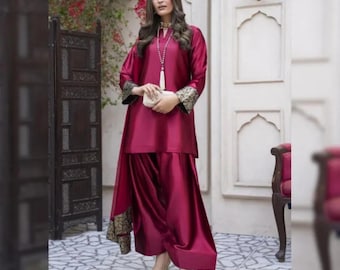 Sheesha Silk  Farshi Shalwar Kameez | Pakistani Indian Designer Salwar Suit | Party & Wedding Wear Ethnic Outfit