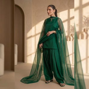 Sheesha Silk Farshi Shalwar Suit With Dupatta | Pakistani Indian Designer Formal Dress | Party Wear Shalwar Kameez