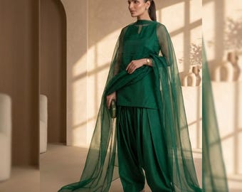 Sheesha Silk Farshi Shalwar Suit With Dupatta | Pakistani Indian Designer Formal Dress | Party Wear Shalwar Kameez