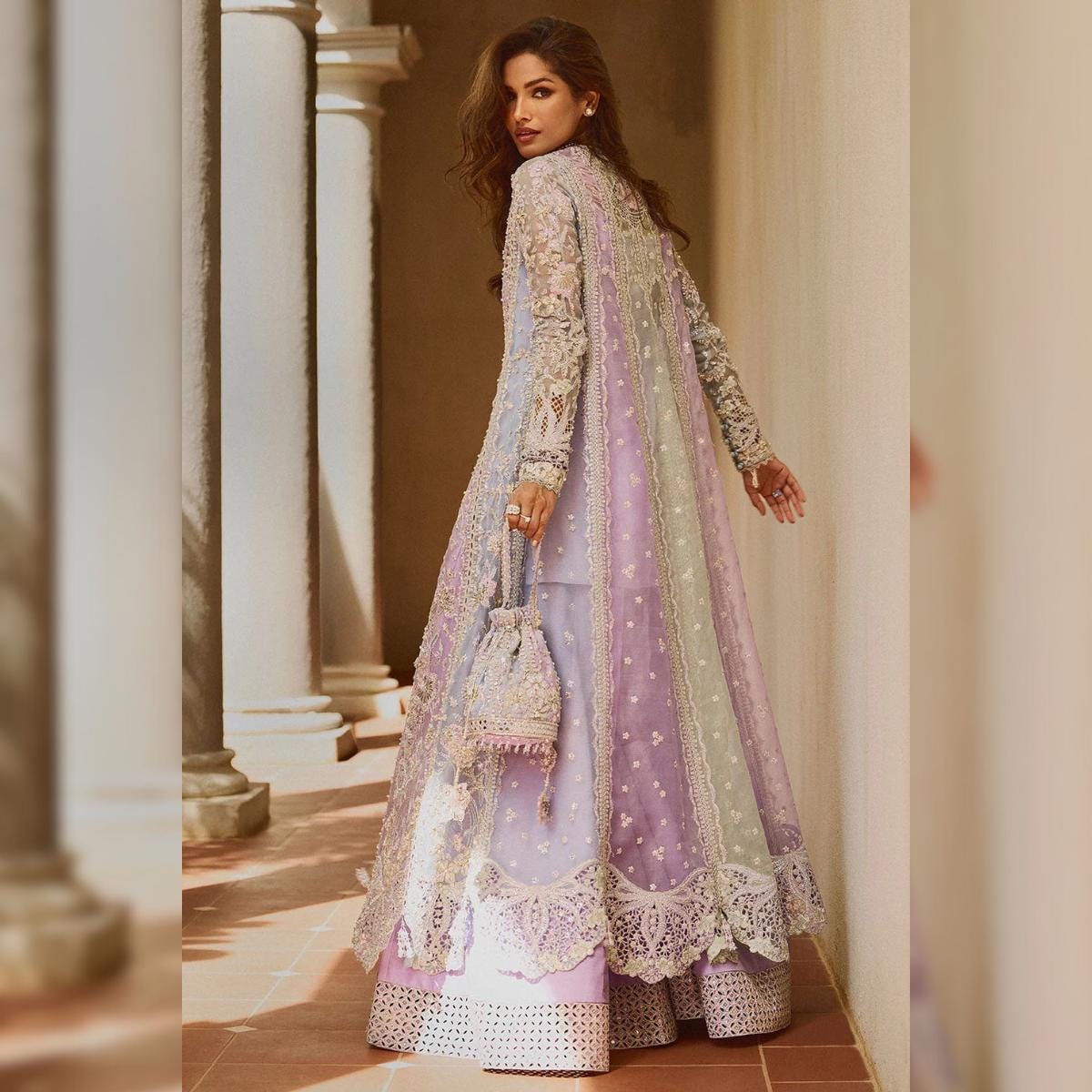 purple indian bridal dress Heavy Designer Indian Bridal Wear Lilac Lehenga Bridal Dress CUSTOM SIZE
