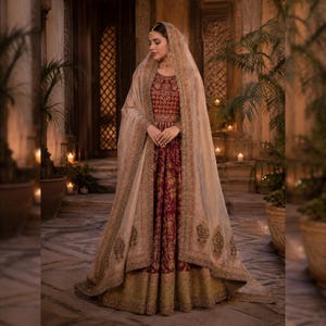 Custom Stitch Pakistan Indian Women Wedding Bridal Maxi Dress Heavy Embroidered Jamavar Lehenga Choli Anarkali Designer Nikkah Dress