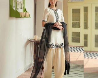 Embroidered Farshi Shalwar Suit | Party & Wedding Wear Salwar Kameez | Pakistani Indian Designer Ethnic Dress