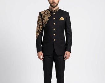 Embroidered Jodhpuri Suit for Men | Pakistani Indian Wedding Groom Outfit | Luxury Sherwani for Groom | Ethnic Prince Coat Pant