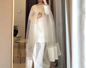 Traje de shalwar Farshi de seda Lama / Atuendo formal para fiestas y bodas / Vestido étnico de diseñador pakistaní-indio