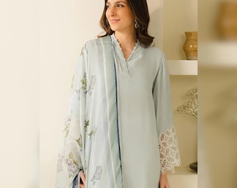 Neueste Pakistanische Designer Kleid 3PC Seidenanzug mit Organza Dupatta Benutzerdefinierte Stich Abendgarderobe für Frauen