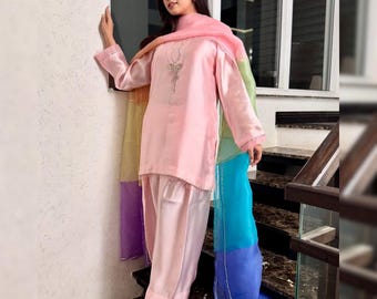 Sheesha Silk  Farshi Shalwar Kameez- Pakistani Indian Designer Salwar Suit | 3PC Panjabi Patiala Party Dress | Luxury Wedding & Eid Outfit