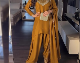 Sheesha Silk Farshi Shalwar Suit Pakistani Shalwar Kameez Embroidered Dress Latest Punjabi Patiala Partywear Nikkah Dress Ethnic EId Outfit