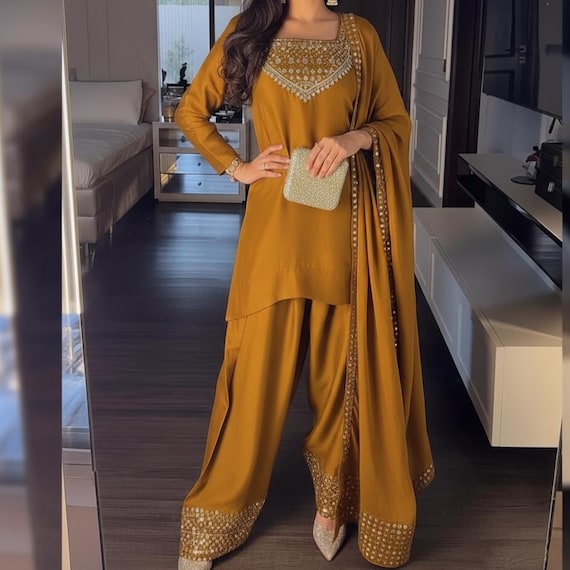 Sheesha Silk Farshi Shalwar Suit Pakistani Shalwar Kameez Embroidered Dress Latest Punjabi Patiala Partywear Nikkah Dress Ethnic EId Outfit
