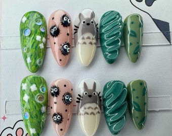 Gel Press On Nägel, Gefälschte Nägel Set - Totoro