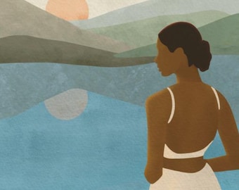 Calma - Ilustración de mujer - Arte mural - Arte femenino audaz