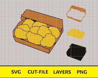 File di taglio a strati SVG per bocconcini di pollo / Bocconcini SVG / Fast Food SVG / Cricut e Silhouette / Sublimazione