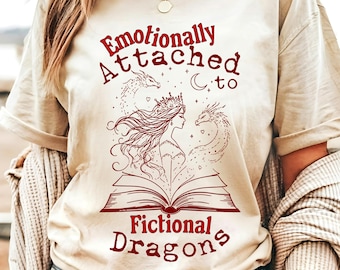 Känslomässigt knuten till fiktiva drakar PNG | BookTok Fantasy Citat, Drakälskare Sublimering, Digital Nedladdning