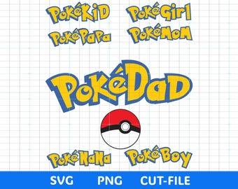PokeFamily SVG Bundle, PokeDad PokeMom SVG PNG, Family Matching Shirts, Father's Day Gift, Bonus Files Included, Digital Download